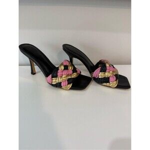 Marc Fisher Women's Black and Pink Mules